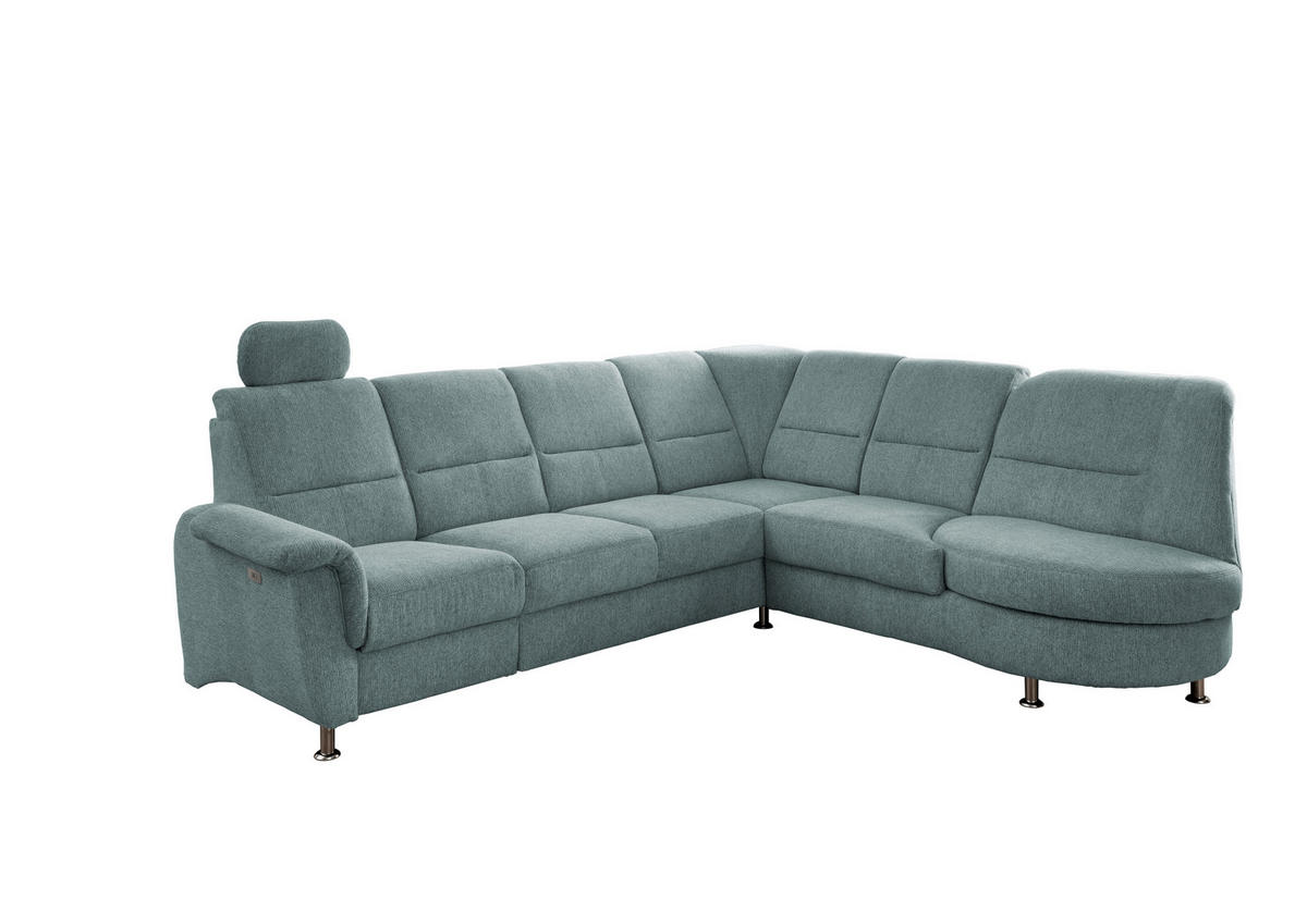 ECKSOFA Blau Chenille  - Chromfarben/Blau, MODERN, Textil/Metall (275/236cm) - Livetastic