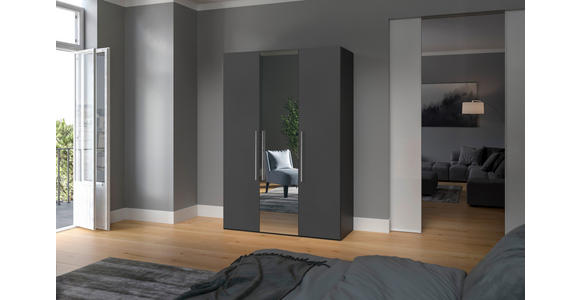 DREHTÜRENSCHRANK in Anthrazit, Schwarz - Edelstahlfarben/Anthrazit, Design, Glas/Holzwerkstoff (152/236/59cm) - Carryhome
