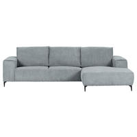 ECKSOFA in Cord Hellgrau  - Hellgrau/Schwarz, Konventionell, Textil/Metall (285/170cm) - Carryhome