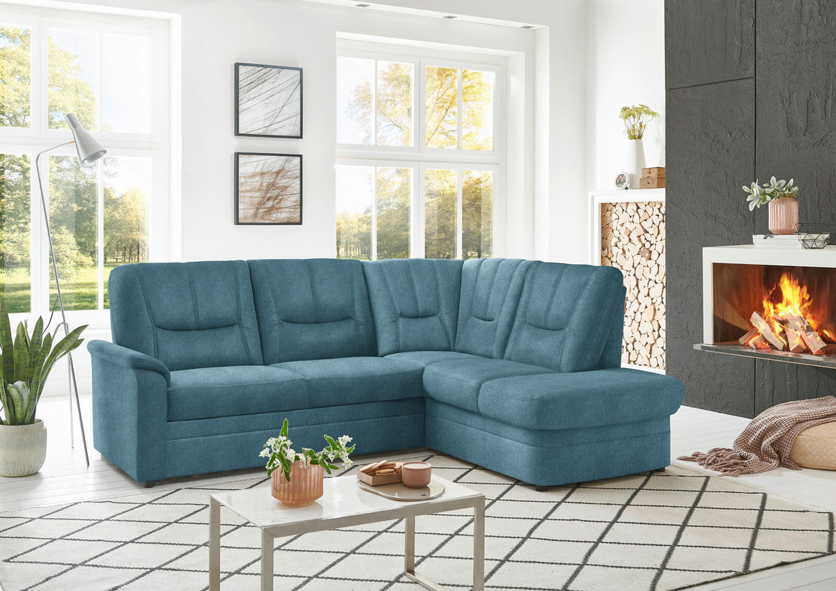 ECKSOFA  in Chenille Türkis  235/185 cm  - Türkis/Schwarz, KONVENTIONELL, Kunststoff/Textil (235/185cm) - Beldomo Comfort