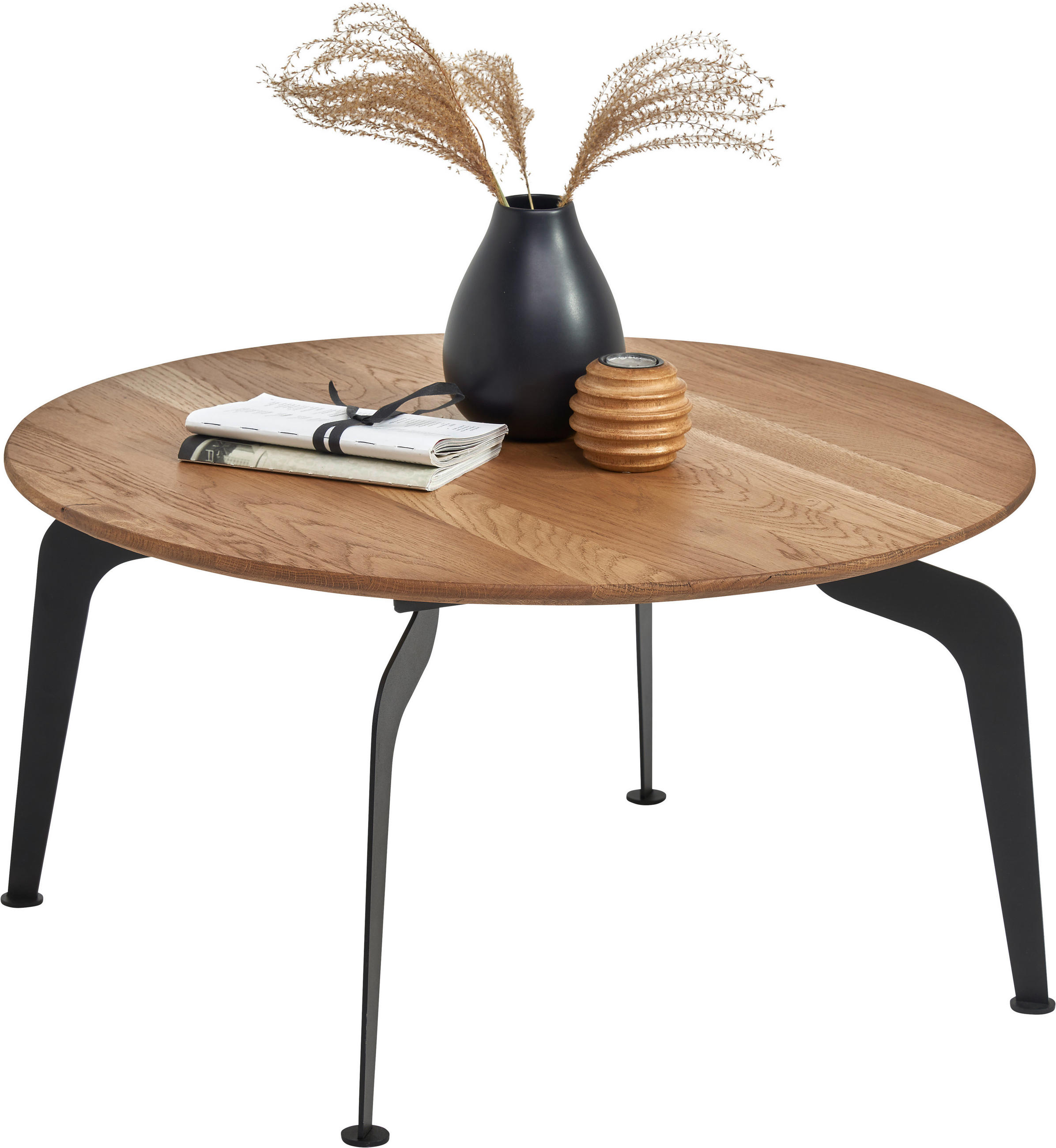 COUCHTISCH in Holz 80/80/40 cm  - Eichefarben/Schwarz, Design, Holz/Metall (80/80/40cm) - Novel