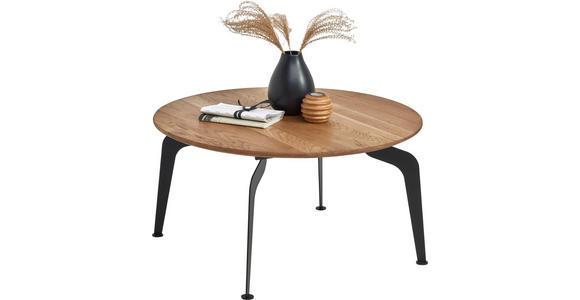 COUCHTISCH in Holz 80/80/40 cm  - Eichefarben/Schwarz, Design, Holz/Metall (80/80/40cm) - Novel