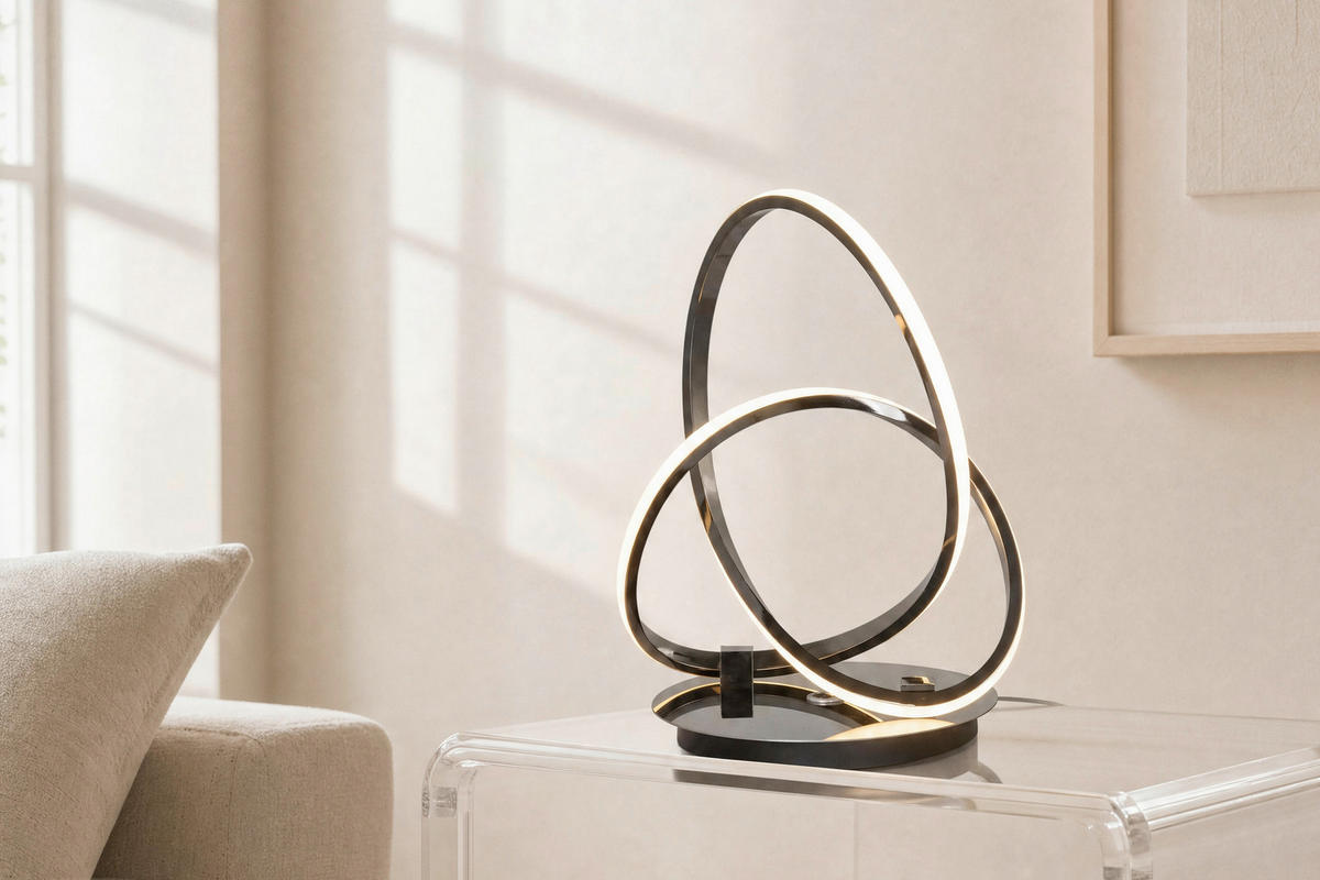 LED-TISCHLEUCHTE Bandol 26/21/33 cm  - Schwarzchrom, Design, Kunststoff/Metall (26/21/33cm)