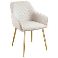 ARMLEHNSTUHL  ,  , Samt  ,  - Beige/Goldfarben, Design, Textil/Metall (56/82,5/61,5cm) - Novel