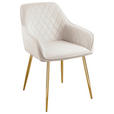 ARMLEHNSTUHL   Samt  - Beige/Goldfarben, Design, Textil/Metall (56/82,5/61,5cm) - Novel
