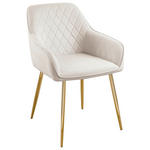 ARMLEHNSTUHL   Samt  - Beige/Goldfarben, Design, Textil/Metall (56/82,5/61,5cm) - Novel