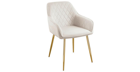 ARMLEHNSTUHL   Samt  - Beige/Goldfarben, Design, Textil/Metall (56/82,5/61,5cm) - Novel