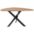 ESSTISCH 135/135/76 cm Echtholz  Holz, Metall dreieckig Schwarz, Akaziefarben  - Schwarz/Akaziefarben, MODERN, Holz/Metall (135/135/76cm) - Carryhome