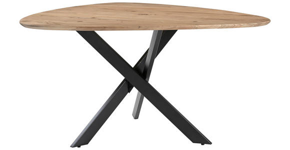 ESSTISCH 135/135/76 cm Echtholz  Holz, Metall dreieckig Schwarz, Akaziefarben  - Schwarz/Akaziefarben, MODERN, Holz/Metall (135/135/76cm) - Carryhome