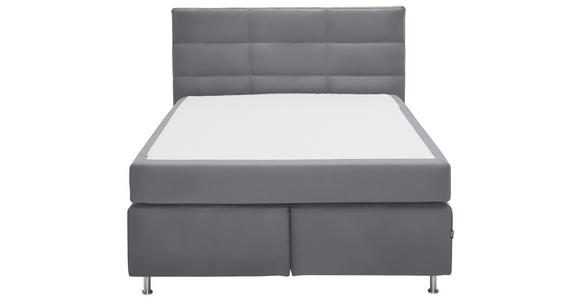 BOXSPRINGBETT 140/200 cm  in Hellgrau  - Hellgrau/Alufarben, KONVENTIONELL, Textil/Metall (140/200cm) - Dieter Knoll