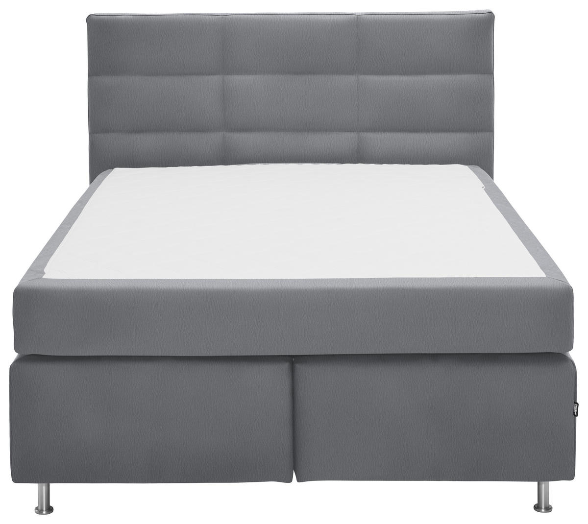 BOXSPRINGBETT 140/200 cm  in Hellgrau  - Hellgrau/Alufarben, Konventionell, Textil/Metall (140/200cm) - Dieter Knoll