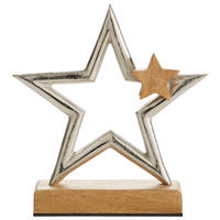DEKOSTERN - Silberfarben/Braun, Lifestyle, Holz/Metall (19/19/5cm) - X-Mas