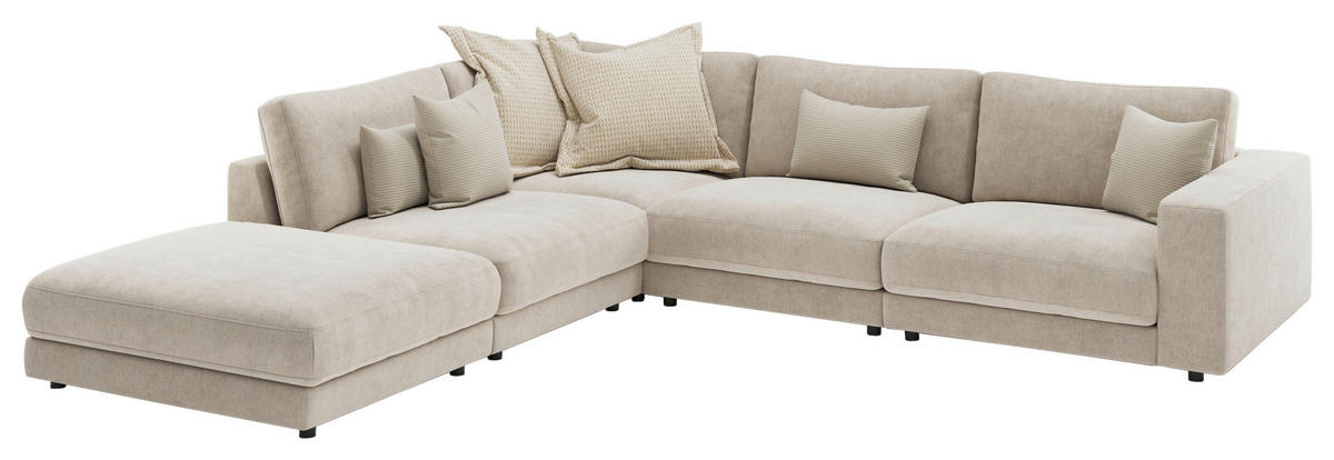 ECKSOFA Naturfarben Chenille  - Schwarz/Naturfarben, Design, Kunststoff/Textil (240/313cm) - Pure Home Lifestyle