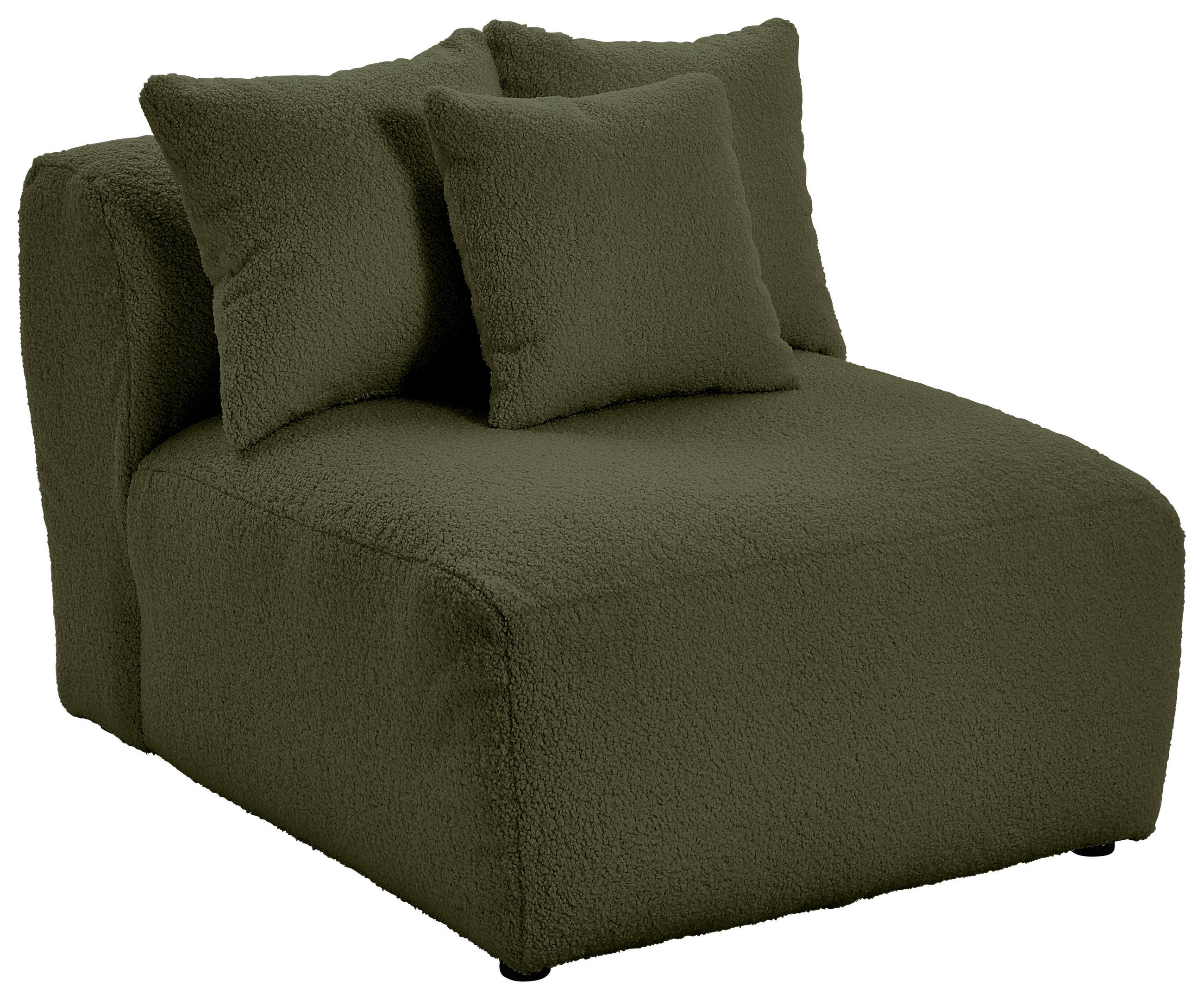 SOFAELEMENT BLOOM Flachgewebe, Teddystoff Olivgrün  - Olivgrün, Trend, Textil (85/70/122cm) - Livetastic