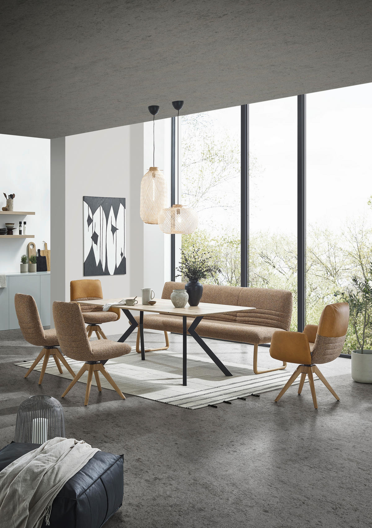 STUHL - Rostfarben/Cognac, Design, Textil/Metall (50/93/69cm) - Dieter Knoll