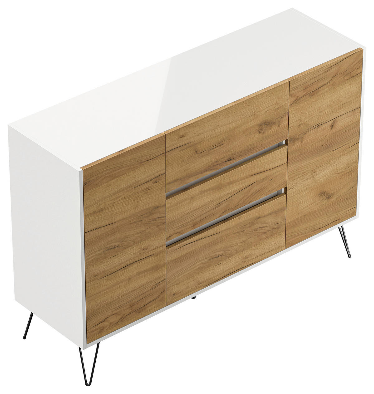 SIDEBOARD Posseik Industrial 140/93,6/42 cm 3 Schublade(n)  - Elfenbein/Eichefarben, Design, Holzwerkstoff/Metall (140/93,6/42cm) - P & B