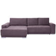 ECKSOFA inkl. Funktionen  in Flachgewebe Rotbraun  195/293 cm  - Rotbraun/Silberfarben, Design, Holz/Textil (195/293cm) - Cantus