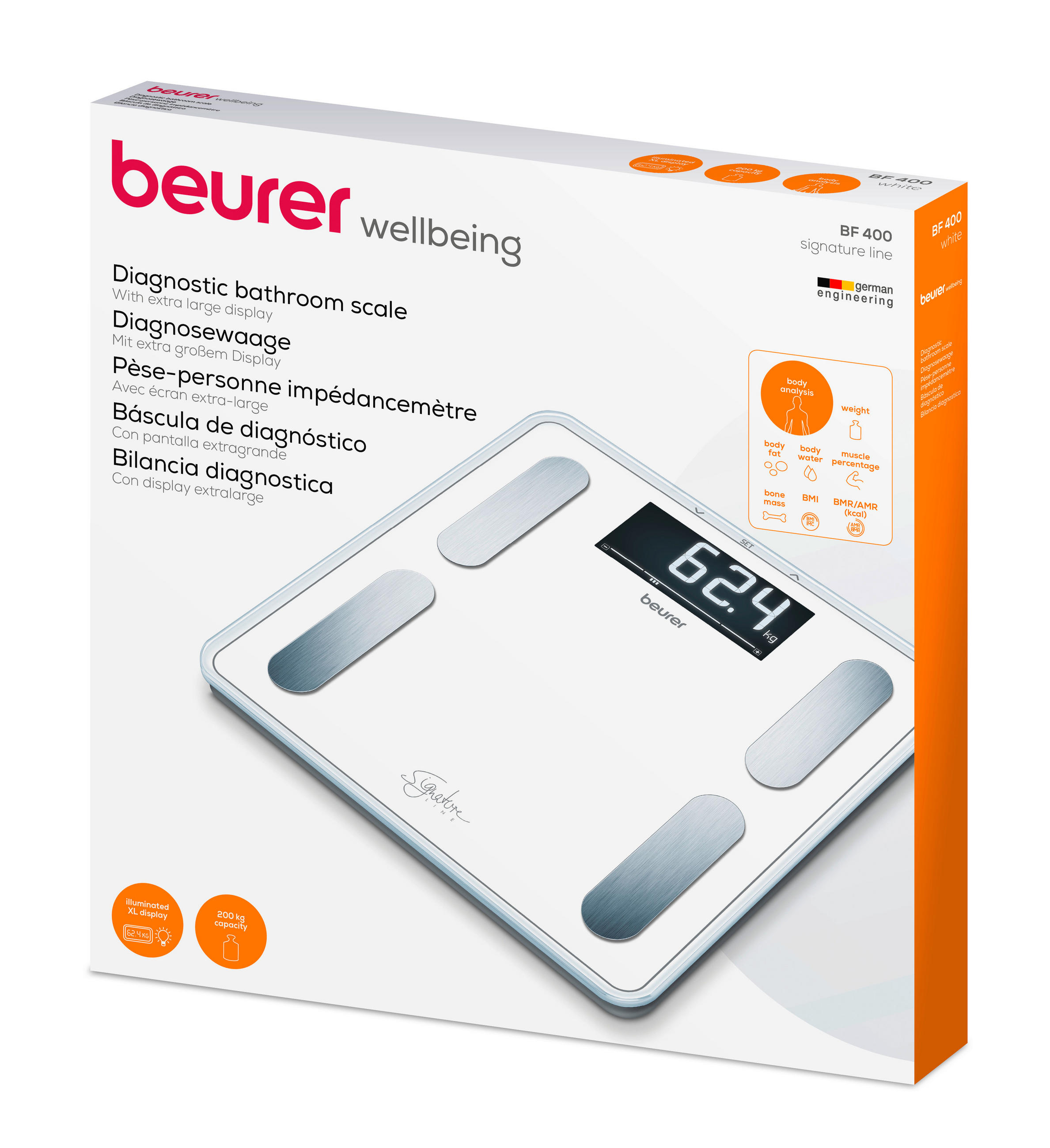 KÖRPERANALYSEWAAGE - Weiss, Basics, Glas (36.3/35.5/4.1cm) - Beurer