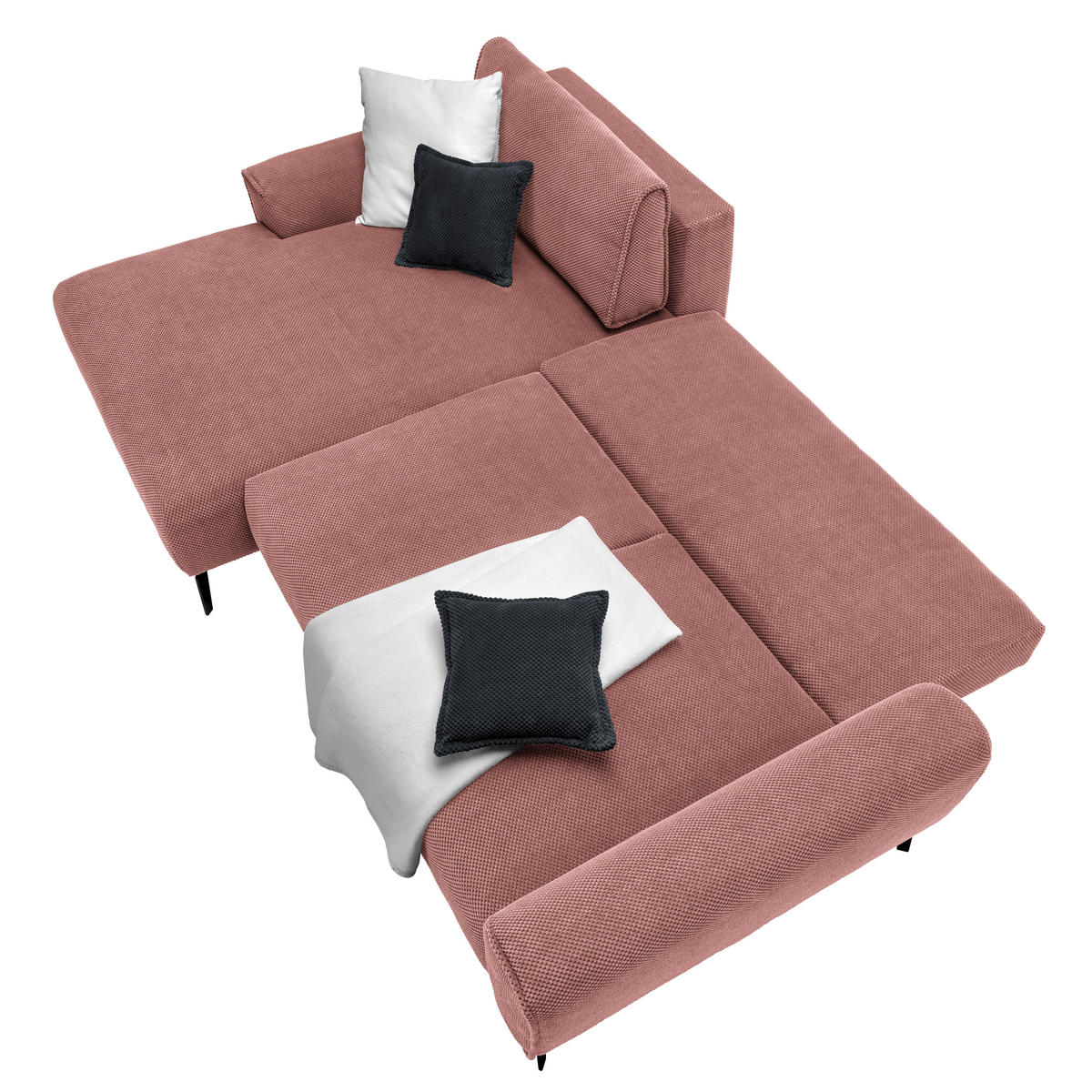 ECKSOFA in Webstoff Koralle  - Koralle/Schwarz, Design, Textil/Metall (170/272cm) - Welnova