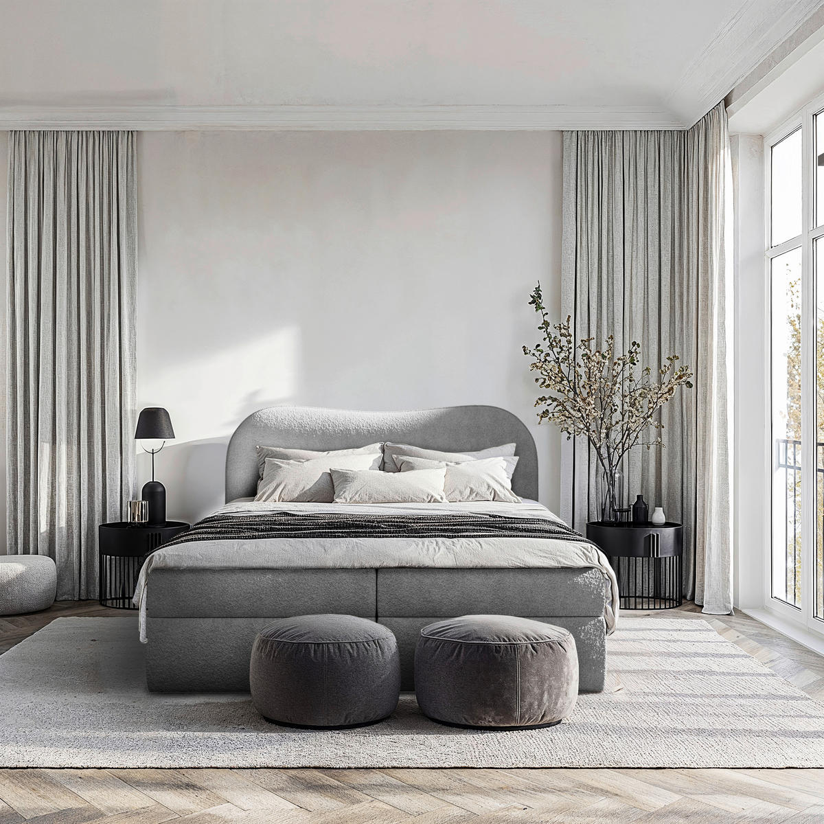 BOXBETT 180/200 cm  in Dunkelgrau  - Dunkelgrau/Schwarz, Design, Holz/Holzwerkstoff (180/200cm) - Chameo