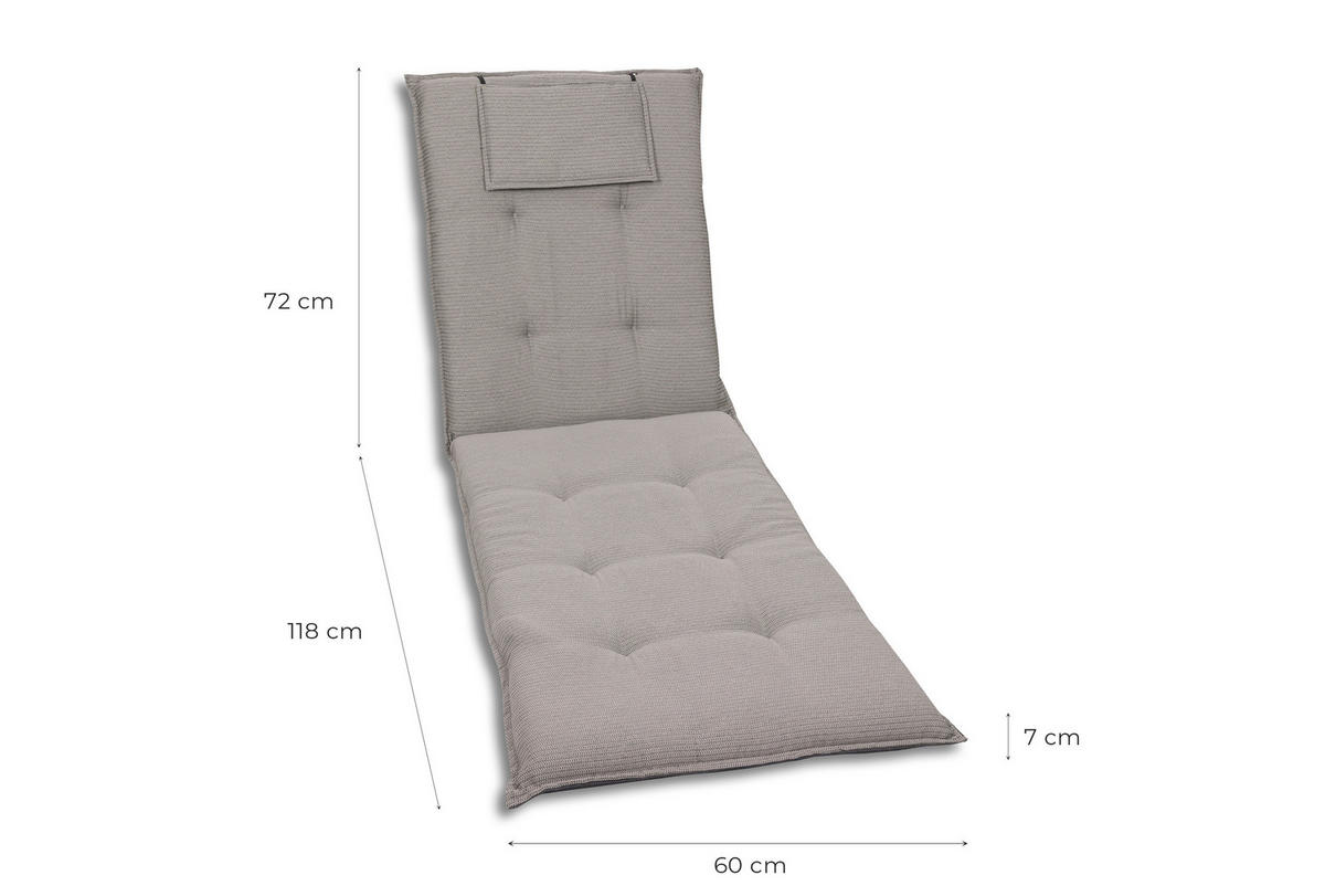 LIEGENAUFLAGE meliert  - Grau, Basics, Textil (60/7/190cm)
