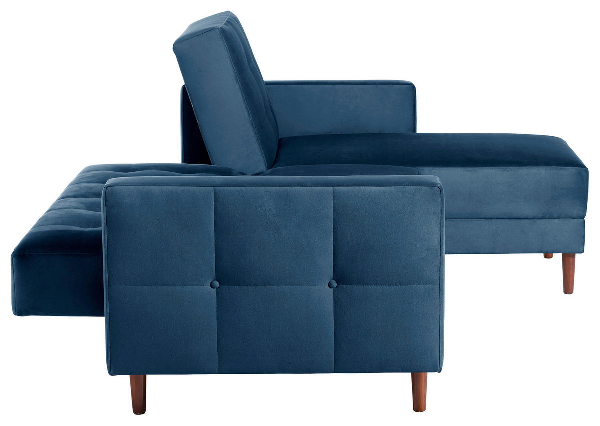 ECKSCHLAFSOFA inkl. Hocker in Dunkelblau Textil   - Eschefarben/Dunkelblau, Design, Holz/Textil (223/152cm) - Max Winzer