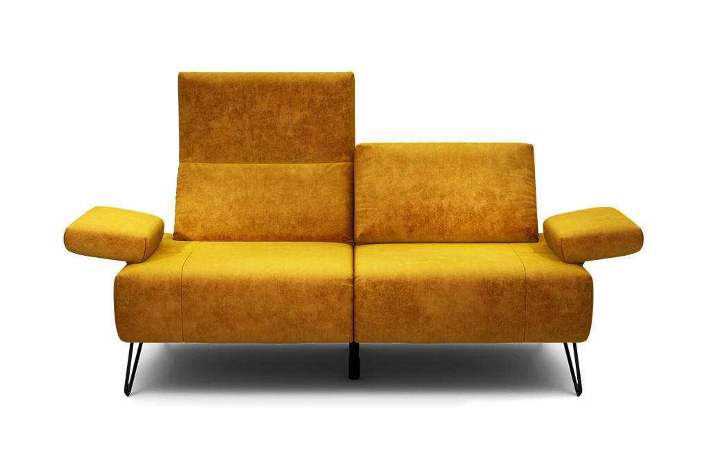 2-SITZER-SOFA Samt Gelb  - Gelb/Schwarz, Design, Textil/Metall (164-194/85/86-94cm) - SENSOO