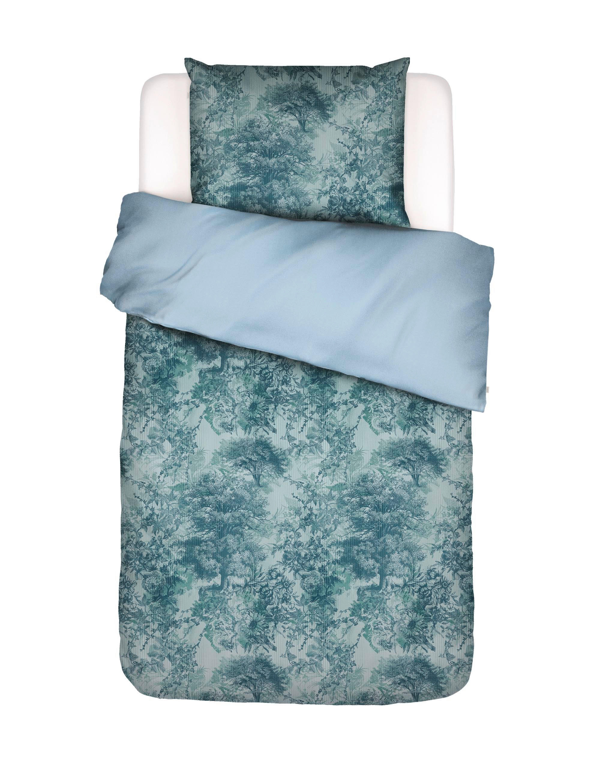 WENDEBETTWÄSCHE H/W 2021 Satin  - Blau, KONVENTIONELL (155/220cm) - Essenza