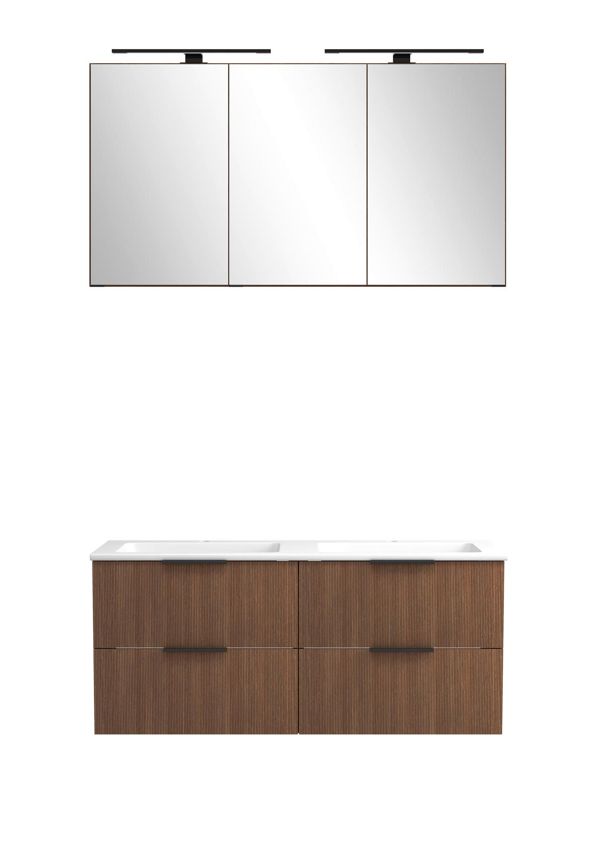 BADEZIMMER 2-teilig  in 120 cm  - Dunkelbraun/Schwarz, Natur, Glas/Holzwerkstoff (120cm) - Held