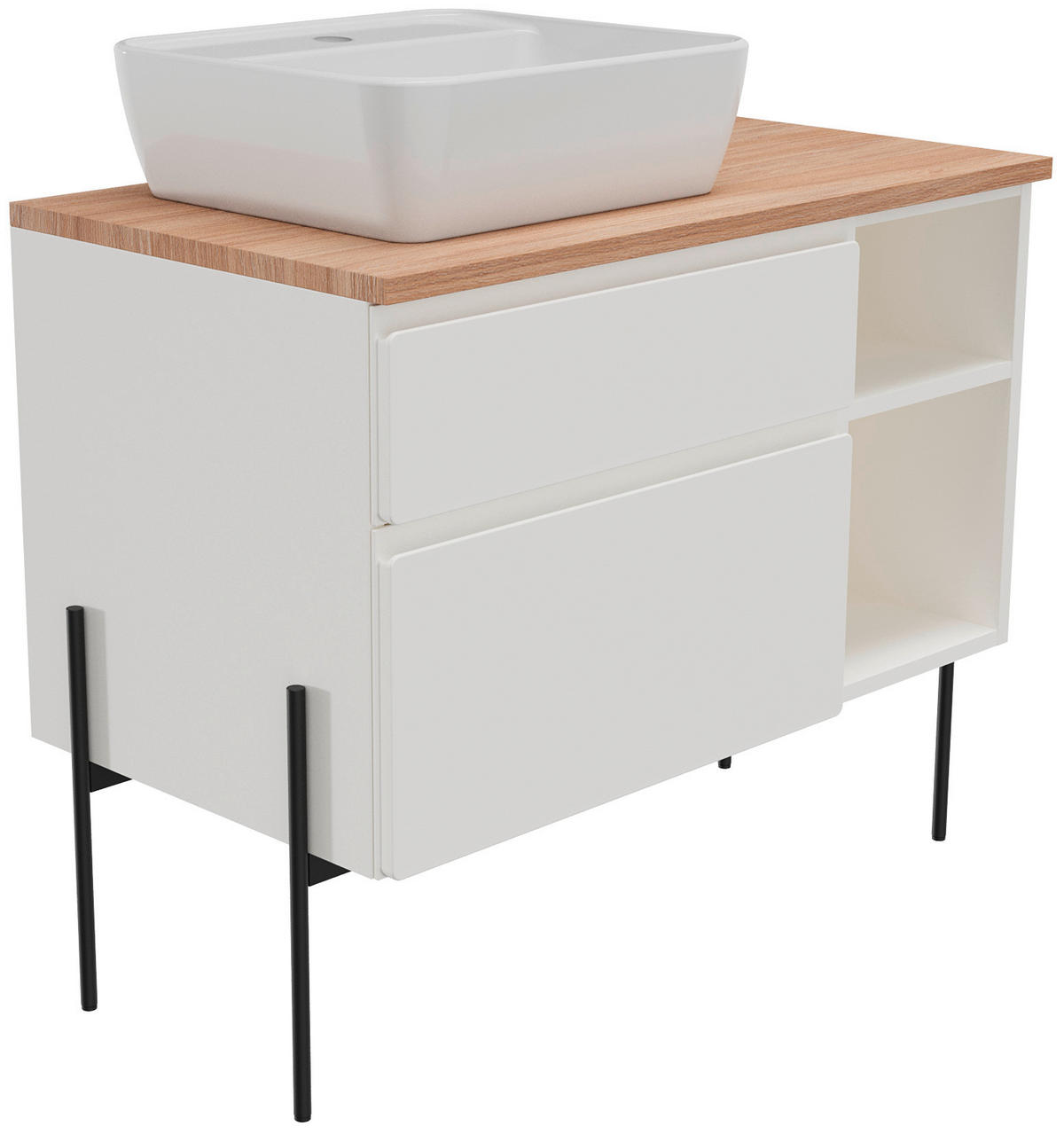 WASCHBECKENUNTERSCHRANK 90/51/47 cm  - Eichefarben/Weiß, MODERN, Holzwerkstoff (90/51/47cm) - Welnova