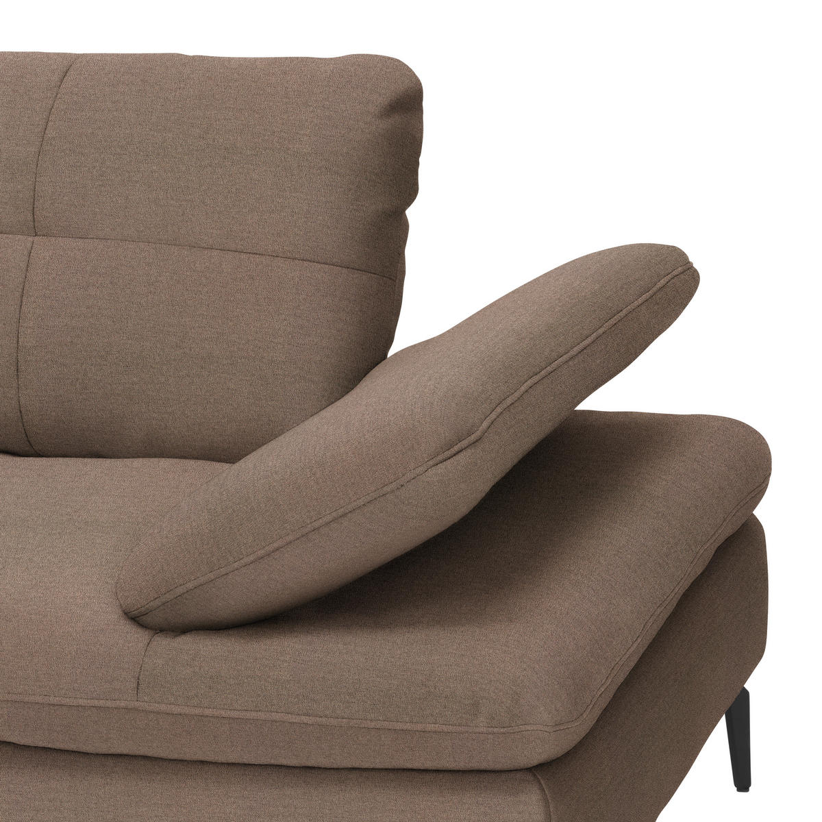ECKSOFA in Webstoff Graubraun  - Graubraun/Schwarz, Design, Textil/Metall (179/301cm) - Chilliano