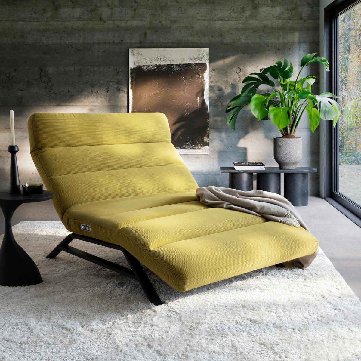 RELAXLIEGE Cord Hellgrün  - Schwarz/Hellgrün, Design, Textil/Metall (120/54-113/158-198cm) - Pure Home Lifestyle