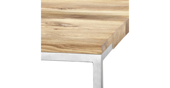 COUCHTISCH Eiche massiv quadratisch Eichefarben, Edelstahlfarben 50/50/34 cm  - Edelstahlfarben/Eichefarben, Design, Holz/Metall (50/50/34cm) - Novel