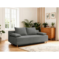 SCHLAFSOFA LUMOS Samt Grau  inkl. Rückenkissen, Armlehnenkissen, Schlaffunktion, Rücken echt, Stauraum  - Naturfarben/Grau, Design, Textil (206/96/96cm) - P & B
