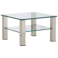COUCHTISCH in Metall, Glas 75/75/42,5 cm  - Hellgrau, Design, Glas/Kunststoff (75/75/42,5cm)