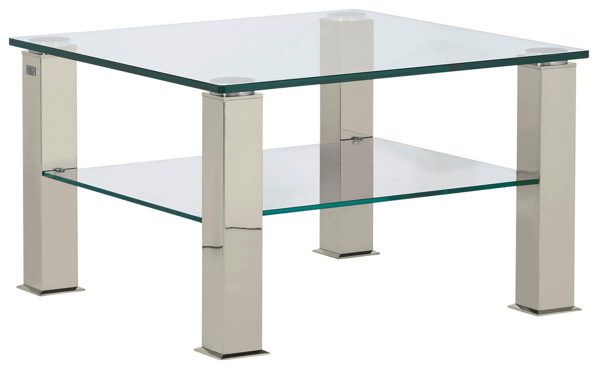 COUCHTISCH in Metall, Glas 75/75/42,5 cm  - Hellgrau, Design, Glas/Kunststoff (75/75/42,5cm)