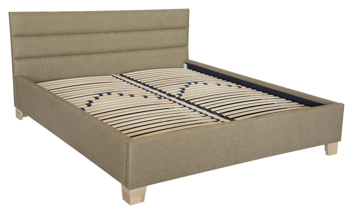 ČALÚNENÁ POSTEĽ, 160/200 cm, zlatohnedá - zlatohnedá/farba brezy, Basics, drevo/textil (160/200cm) - Cantus