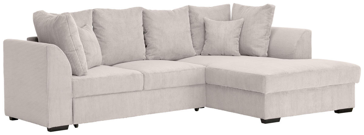 ECKSOFA in Cord Beige  - Beige/Schwarz, Design, Kunststoff/Textil (259/174cm) - Cantus
