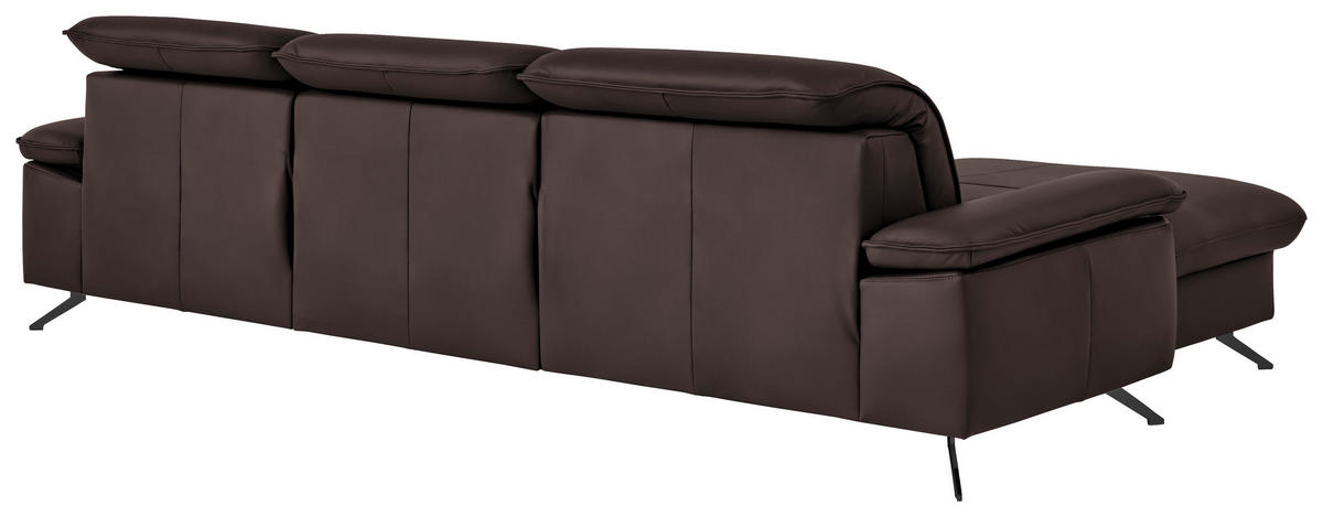ECKSOFA  Echtleder Braun  - Schwarz/Braun, Design, Leder/Metall (169/307cm) - Beldomo Premium