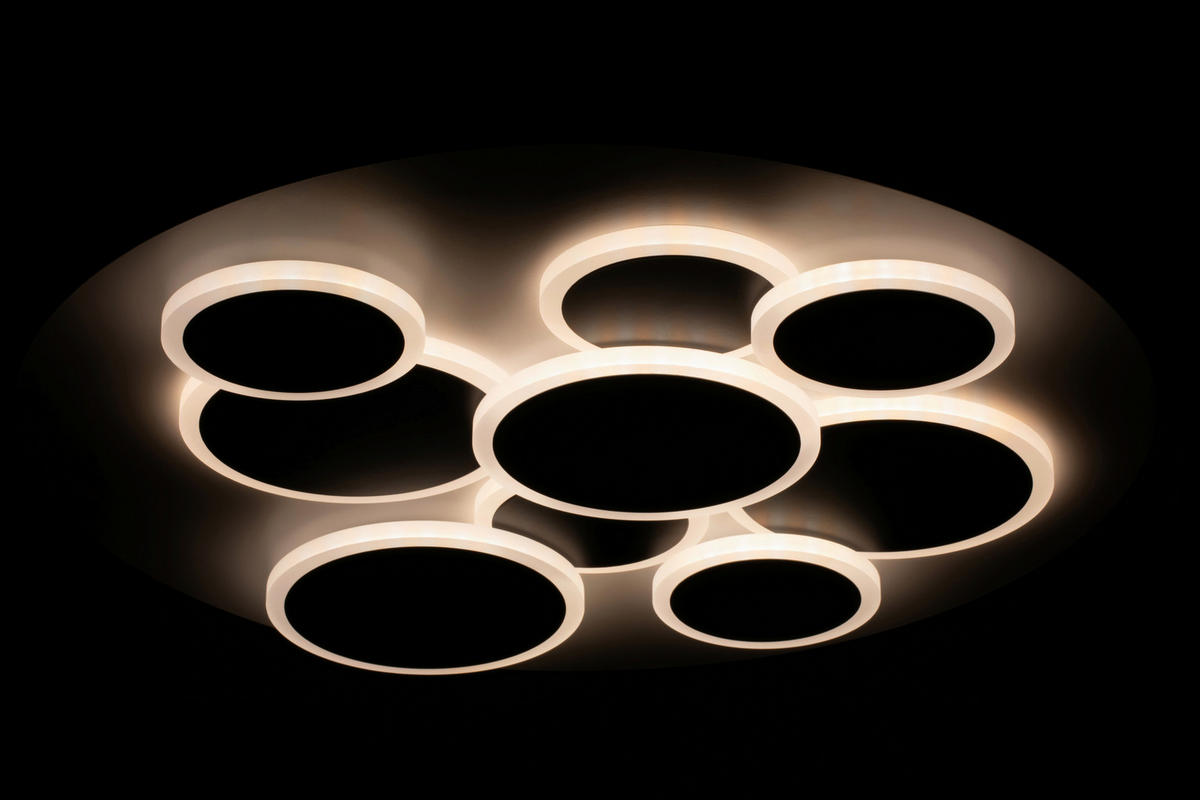STROPNÍ LED SVÍTIDLO, 46,8/6 cm  - bílá/černá, Trend, kov/plast (46,8/6cm) - Novel
