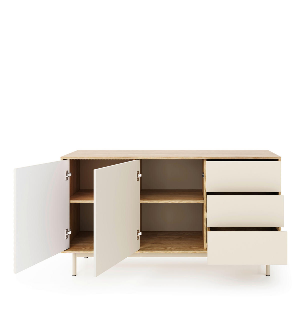 SIDEBOARD  140,1/77,1/40 cm 3 Schublade(n)  - Kaschmir/Eichefarben, MODERN, Holzwerkstoff/Metall (140,1/77,1/40cm) - home24