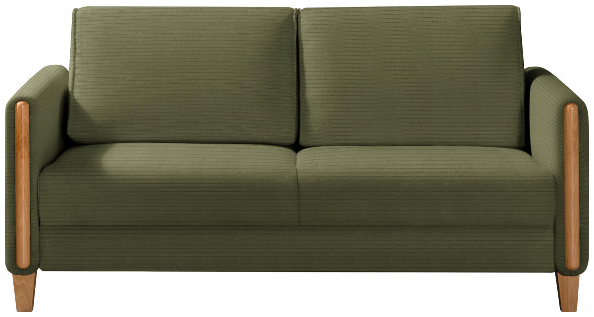 SCHLAFSOFA in Holz, Textil Buchefarben, Olivgrün  - Buchefarben/Olivgrün, Design, Holz/Textil (174/88/104cm) - Niels Andersson