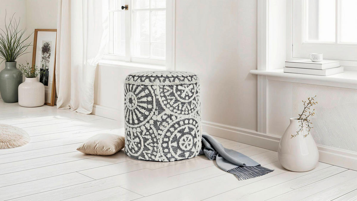 HOCKER Grau  - Grau, Design, Textil (40/45/40cm) - MID.YOU