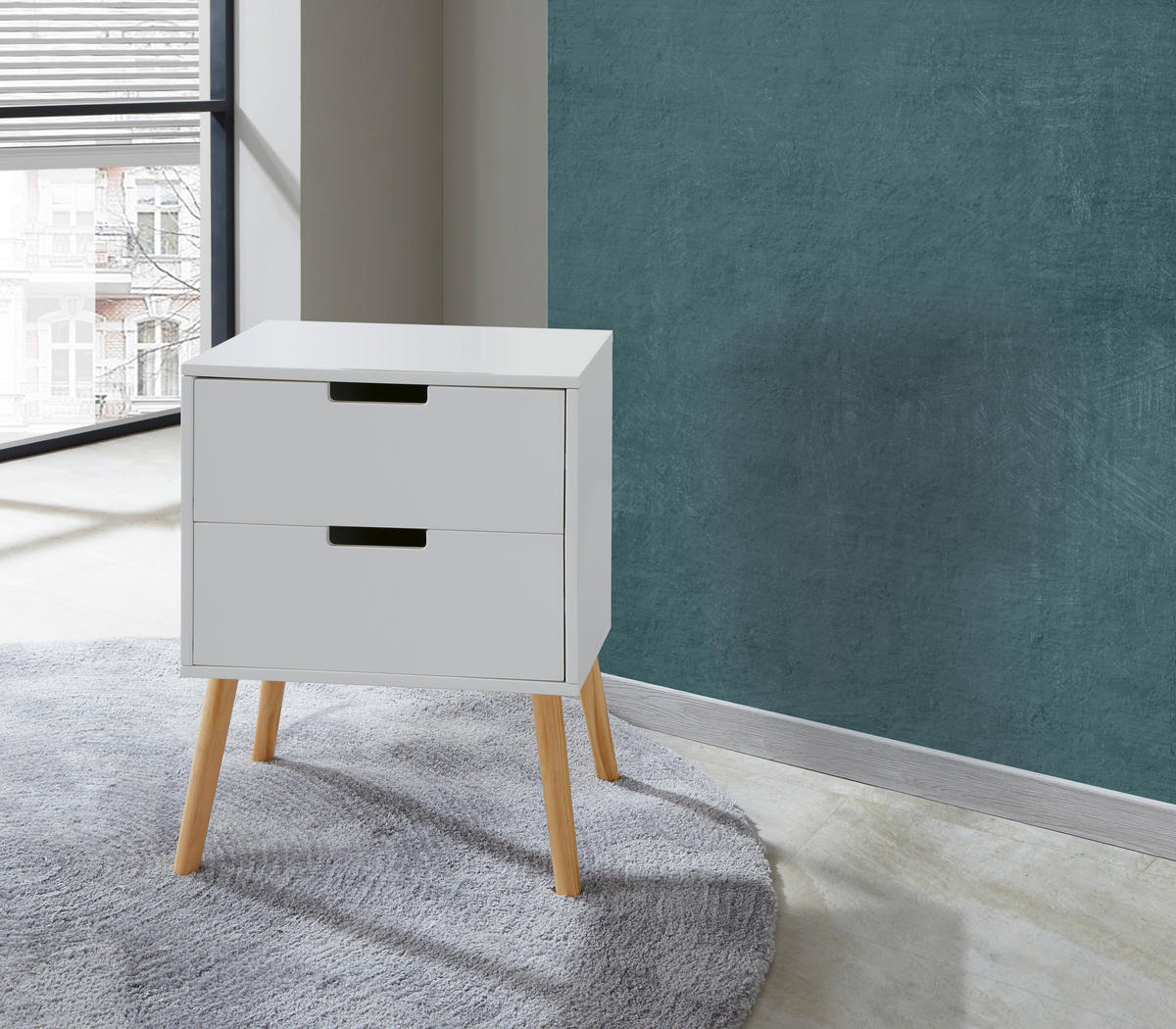 ÉJJELISZEKRÉNY tömör feketefenyő natúr, fehér  - natúr/fehér, Design, faalapú anyag/fa (40/60/30cm) - Xora