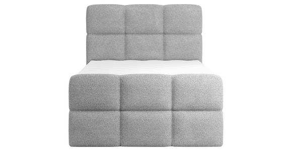 BOXBETT 120/200 cm,  in Hellgrau, gepolstertes Kopfteil, Bettkasten, Topper, H3 = fest  - Hellgrau/Schwarz, Design, Holzwerkstoff/Kunststoff (120/200cm) - Xora