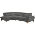 ECKSOFA in Flachgewebe Grau  - Eichefarben/Grau, MODERN, Holz/Textil (212/287cm) - Valnatura