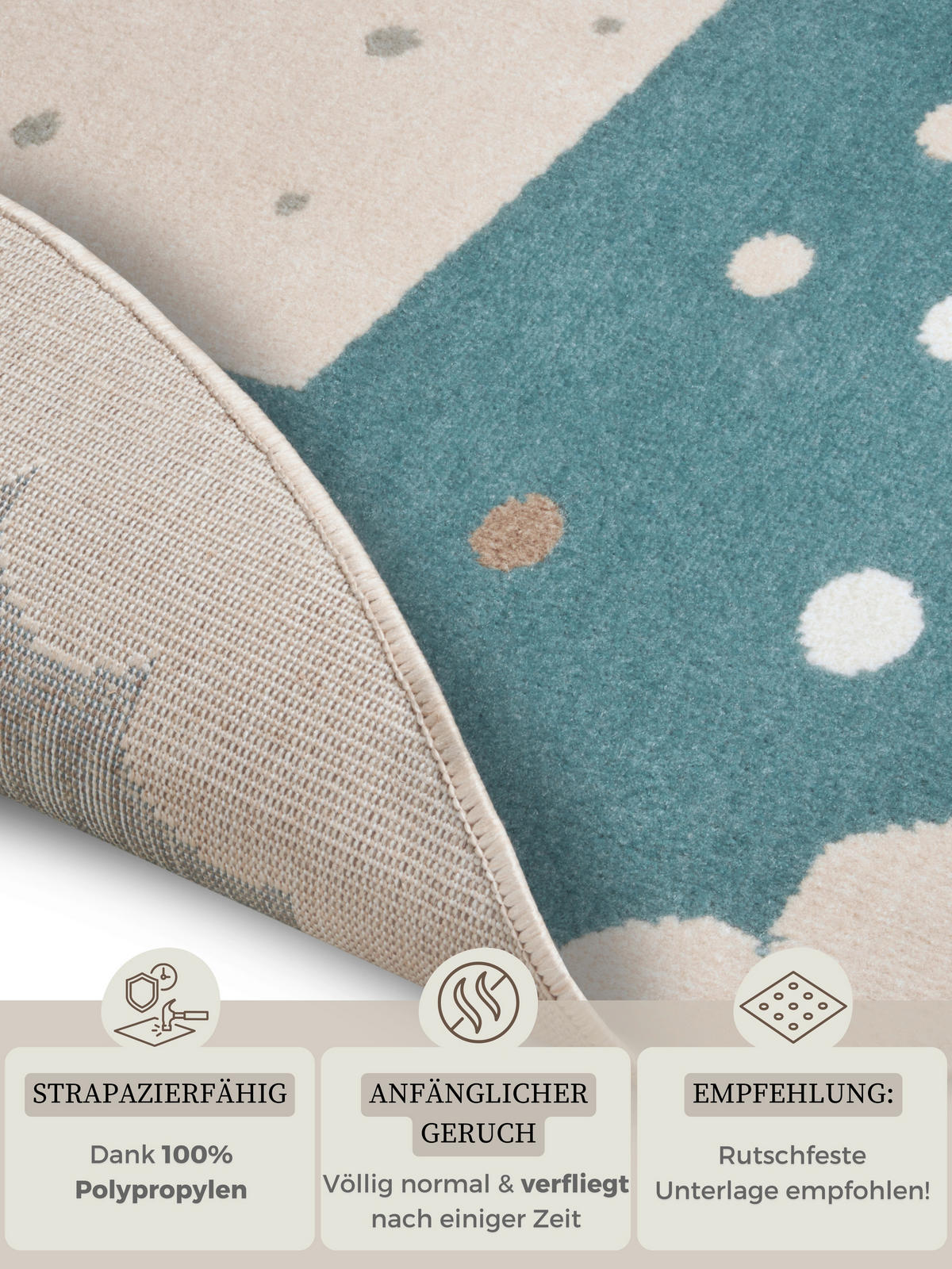 KINDERTEPPICH 100 cm Adventures  - Türkis/Creme, Design, Kunststoff/Textil (100cm)