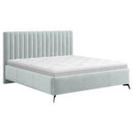 POLSTERBETT gepolstertes Kopfteil, Lattenrost, Bettkasten Blaugrau 180/200 cm  - Blaugrau/Schwarz, KONVENTIONELL, Holz/Textil (180/200cm) - Hom`in