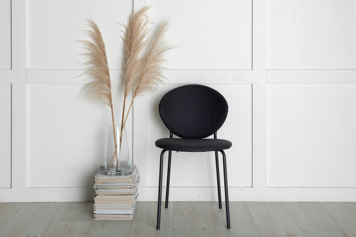 STOLSET 2 styck stål  - svart, Design, metall/textil (46/80/62cm) - Livetastic