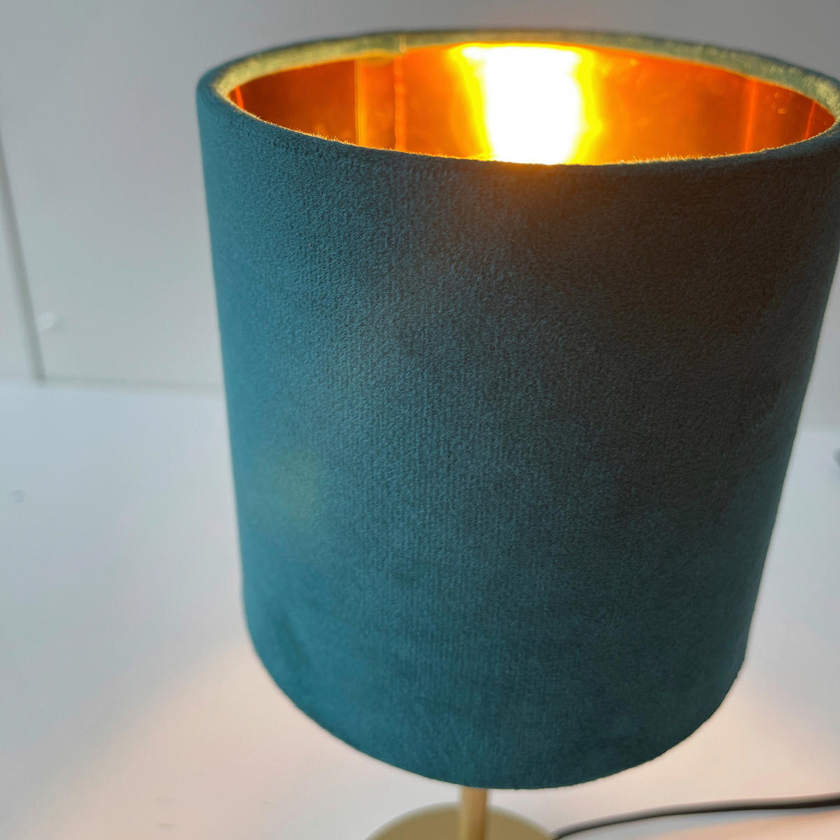 BORDSLAMPA 13/34 cm   - turkos/guldfärgad, Basics, metall/textil (13/34cm) - Best Price